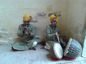 Performers inside Mehranghar Fort.