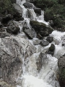 Water stream created after heavy rain on way to lachen.